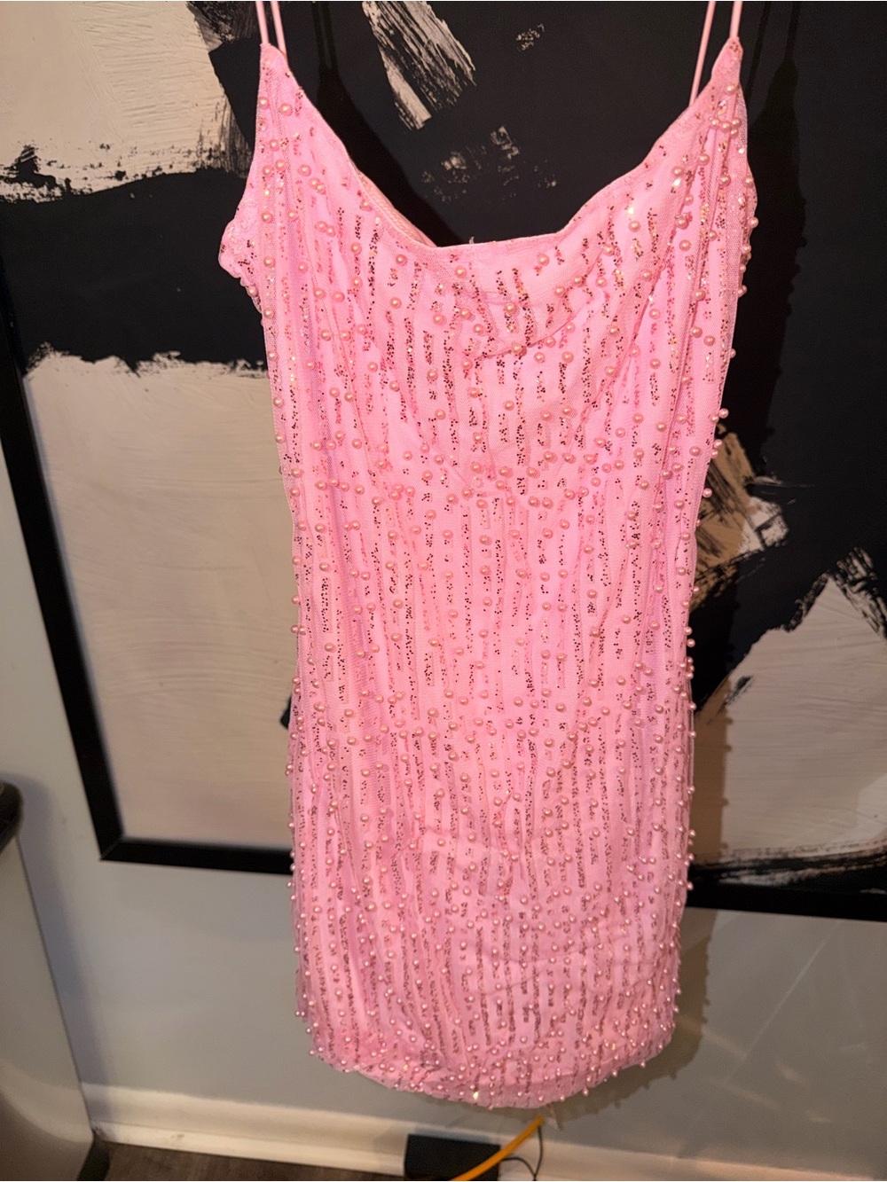 Oh Polly Pink Sequin Strappy Bodycon Mini Dress - Picture 4 of 6